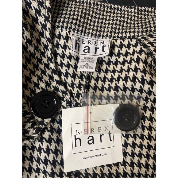 Karen Hart Women’s Black and Off-White Houndstooth Wool Blend Peacoat Size XL - Picture 8 of 9